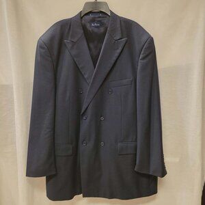 PAUL FREDRICK BLAZER & VEST. DARK BLUE PINSTRIPE. DOUBLE BREASTED. DOUBLE VENT.